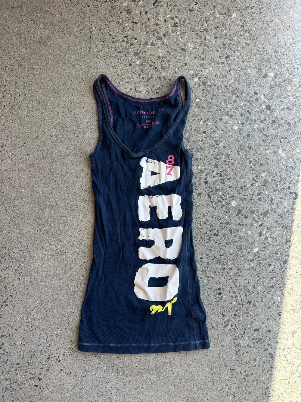 Y2K Small Aeropostale Aero 87 Navy Graphic Tank Top Knit 2010